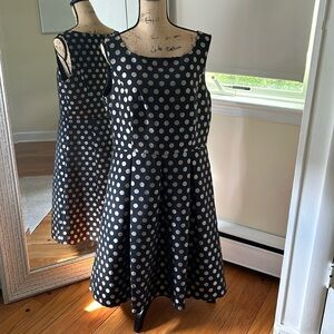 Talbots - 16 - Black Gold Polka Dot Dress